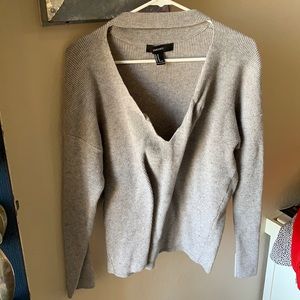 Gray v-neck sweater